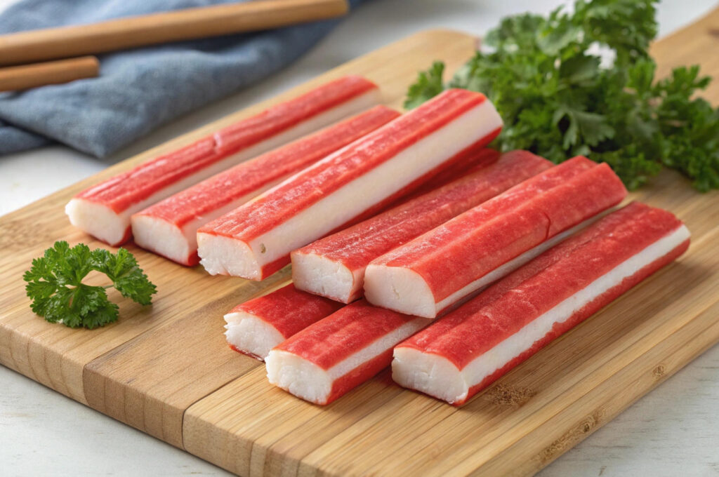 crab sticks on a board